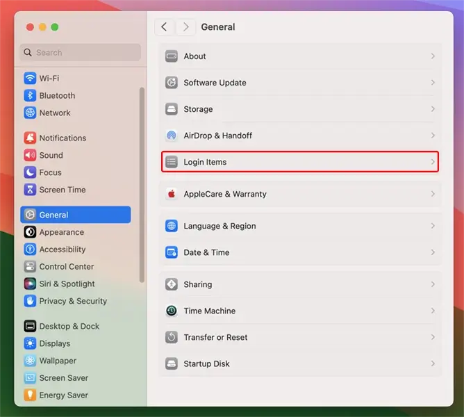 macOS System Settings/General