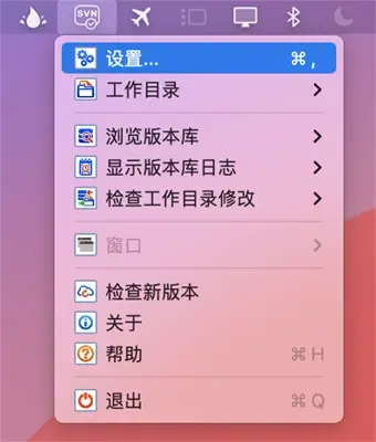 macSvn 系统状态栏菜单 - 设置