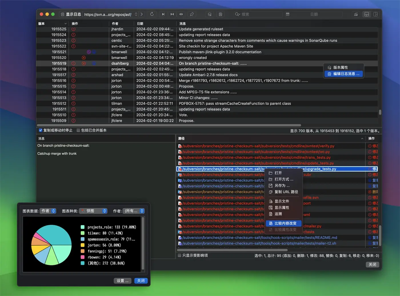 macSvn 的 Subversion 日志浏览器